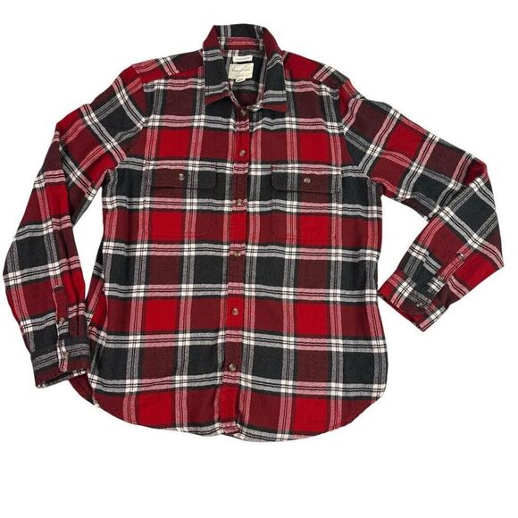 American Eagle Large womens AE Ahh-Mazingly Soft Flannel Shirt Red Gray - Picture 3 of 9